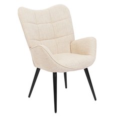 Fotel uszak tapicerowany wypoczynkowy 69x63x89 cm do salonu biura nogi czarne, beżowy - Miniaturka zdjęcia nr 2