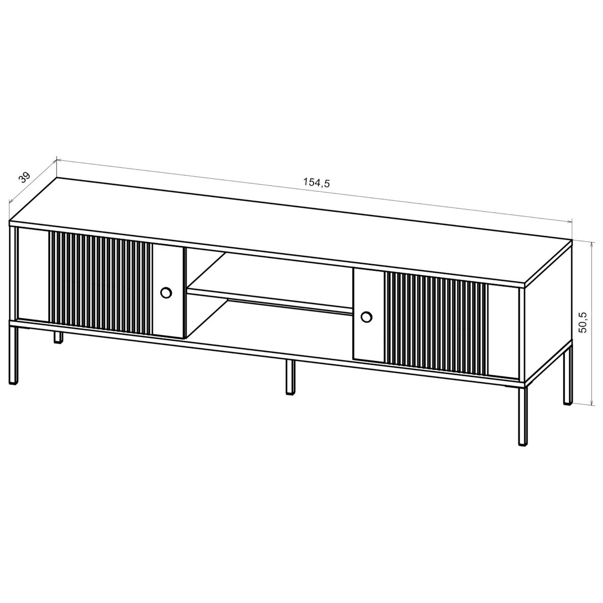 Szafka RTV ISEO 154,5x39x50,5 cm z przestronnymi szafkami i półkami  kaszmir do salonu nr. 6