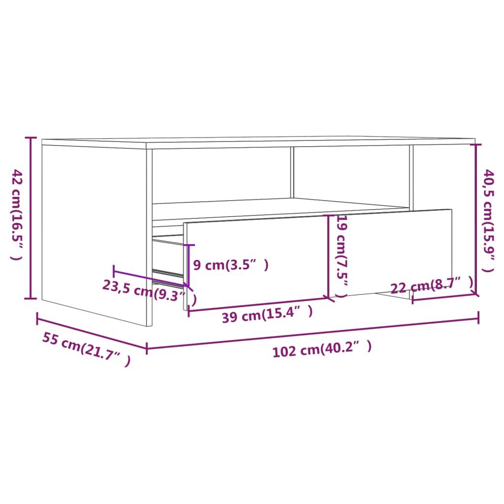 Stolik kawowy 102x55x42 cm z szufladami i półkami biały do salonu nr. 9