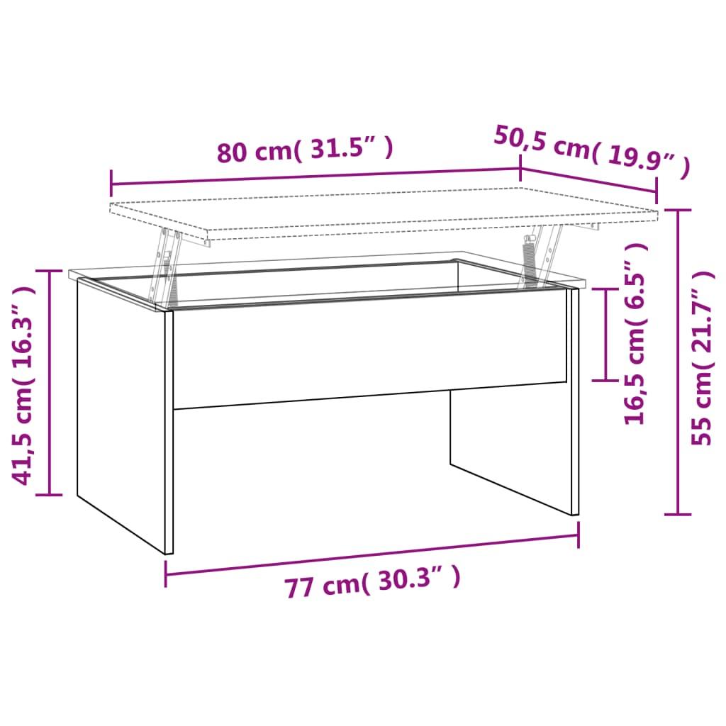 Stolik kawowy 80x50,5x41,5 cm z rozkładanym blatem ze schowkiem czarny do salonu nr. 9