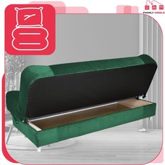 Wersalka SARA 200x95 cm butelkowa zieleń rozkładana kanapa z pojemnikiem sofa do salonu New Velo - Miniaturka zdjęcia nr 6