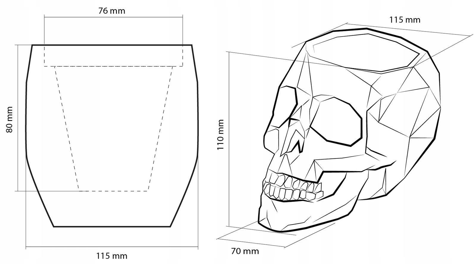 Doniczka betonowa Skull Low-Poly 7,6 cm | Stal nr. 5