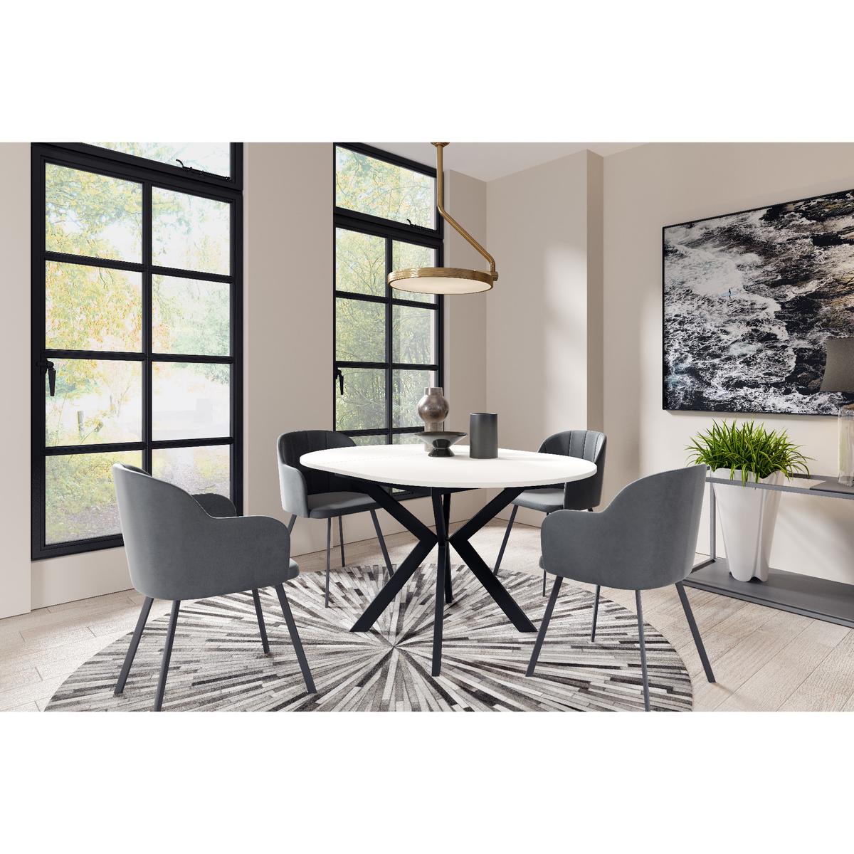 Stół rozkładany 100 cm okrągły Alberto arctic white do jadalni nr. 4