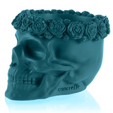 Donica Skull Flowers Dark Turquoise Poli  11 cm - Miniaturka zdjęcia nr 5