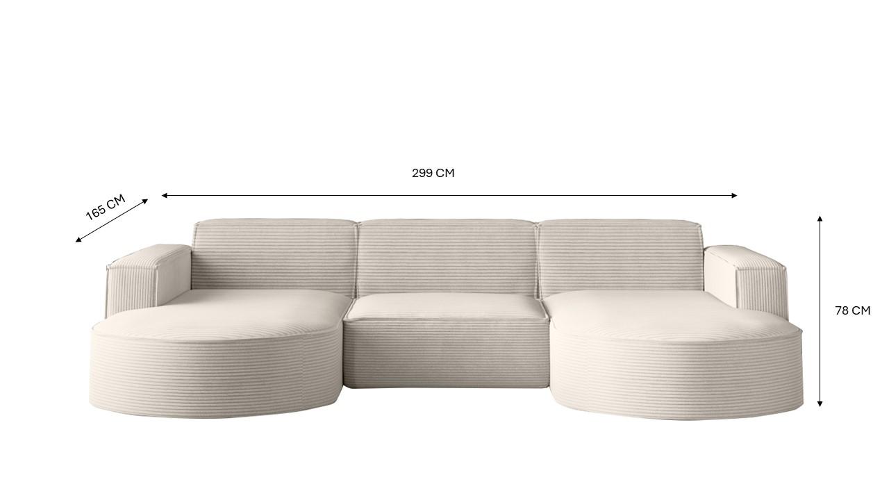 Sofa MODENA STUDIO U 299x78x165 cm w kształcie U bez funkcji spania do salonu NEVE szara nr. 4