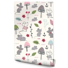 Tapeta Do Pokoju Dziecka MYSZKI Liście Kwiatki 53x1000  - Miniaturka zdjęcia nr 1