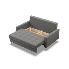 Sofa 152x88x92 cm Elma 2-osobowa skandynawska rozkładana z pojemnikiem na nóżkach do salonu ciemna szara - Miniaturka zdjęcia nr 6