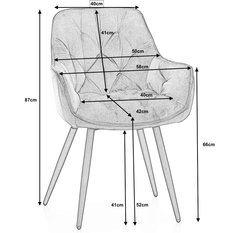 Krzesło SIENA szare tapicerowane welurem pikowane do jadalni lub salonu - Miniaturka zdjęcia nr 9