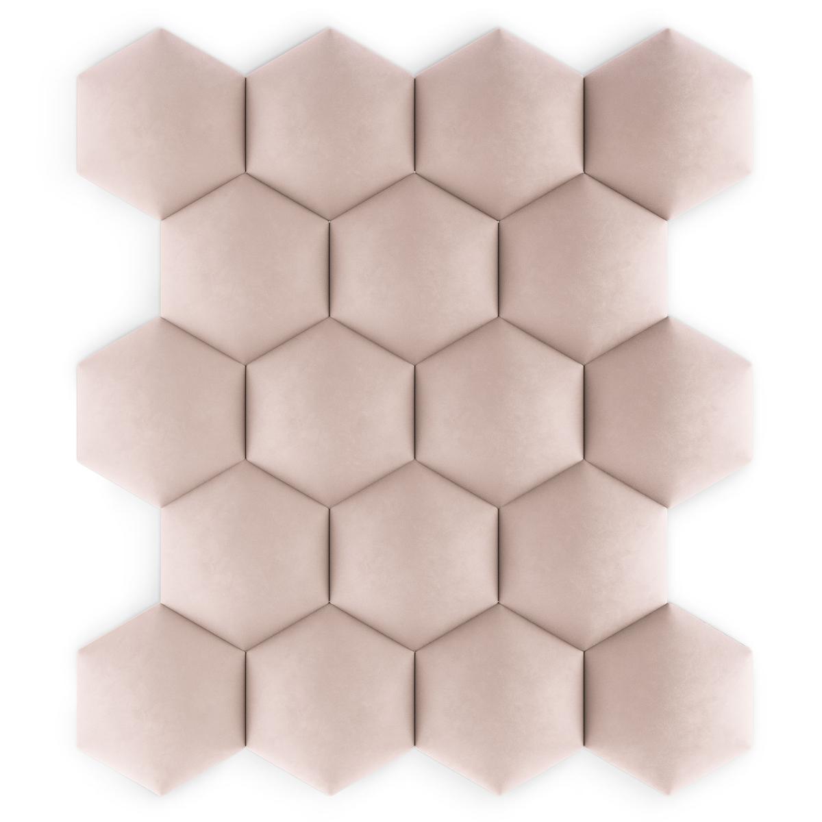 Panele tapicerowane 26x30 hexagon magic velvet pudrowy róż nr. 7