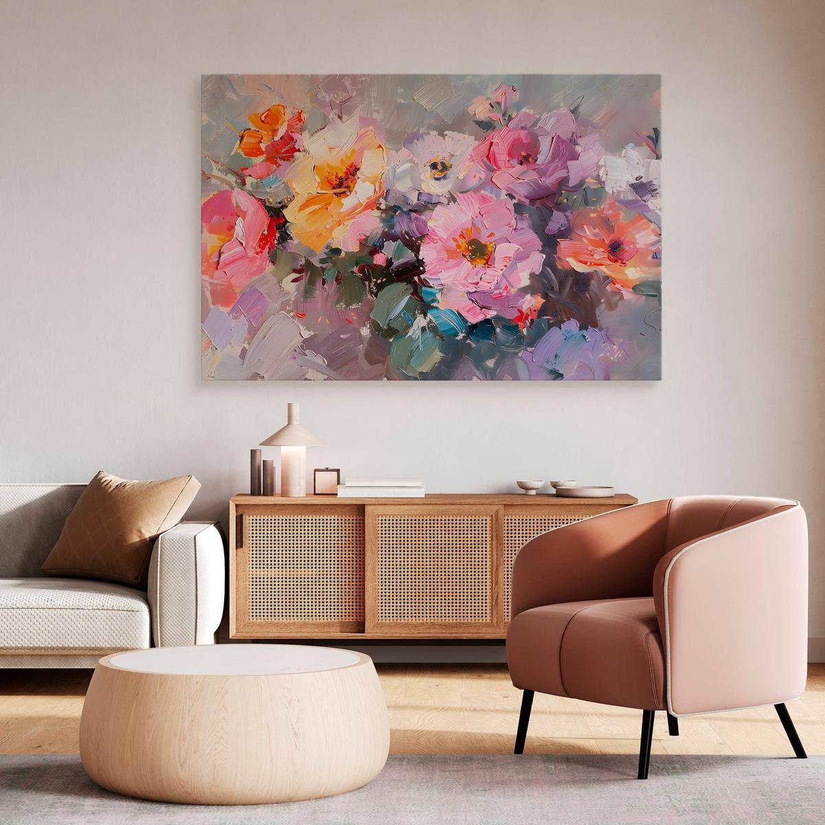 Obraz Na Płótnie Abstrakcyjne Kolorowe Kwiaty Akwarela 90x60 Do Salonu nr. 6
