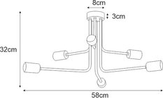 Lampa sufitowa K-4941 KUGA 58x32x58 cm do salonu lub pokoju czarny/złoty - Miniaturka zdjęcia nr 3