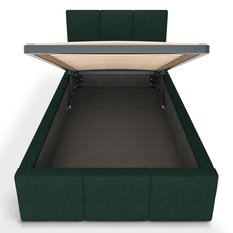 Łóżko Pojedyncze 90x200cm łóżko tapicerowane z pojemnikiem butelkowa zieleń do sypialni wezgłowie 120 cm - Miniaturka zdjęcia nr 9