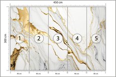 Fototapeta Ścienna Biały MARMUR Elementy Złota Abstrakcja Kamień 450x300 Dekoracja 3D - Miniaturka zdjęcia nr 2