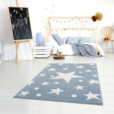 Dywan dziecięcy Estrella Blue 100x160 cm do pokoju dziecięcego niebieski w gwiazdy