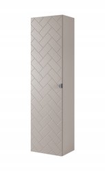 Słupek Łazienkowy MADIS 136 cm wysoki frezowany front szafka z półkami kaszmir uchwyt srebrny