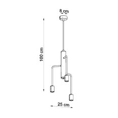 Żyrandol DUOMO 3M 100x25x25 cm industrialny loftowy lampa sufitowa żarówki E27 czarny - Miniaturka zdjęcia nr 4