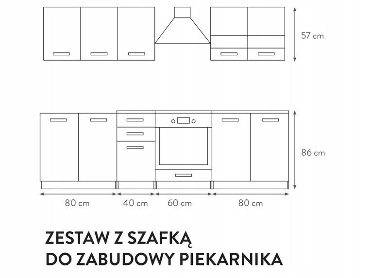 Zestaw mebli kuchennych górnych i dolnych gotowy 6 szt kaszmir komplet szafek z blatami dąb kamienny czarne uchwyty do kuchni  nr. 5