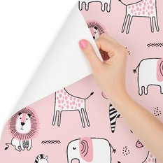 Tapeta dla dziewczynki w zwierzątka, lwy, żyrafy  - Miniaturka zdjęcia nr 3