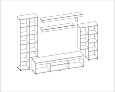 Meblościanka APOLLO 266x210x42 cm zestaw mebli do salonu witryna RTV Sonoma jasna  - Miniaturka zdjęcia nr 3