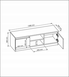 Szafka RTV 140 cm biała front połysk półka szklana z LED do salonu - Miniaturka zdjęcia nr 2