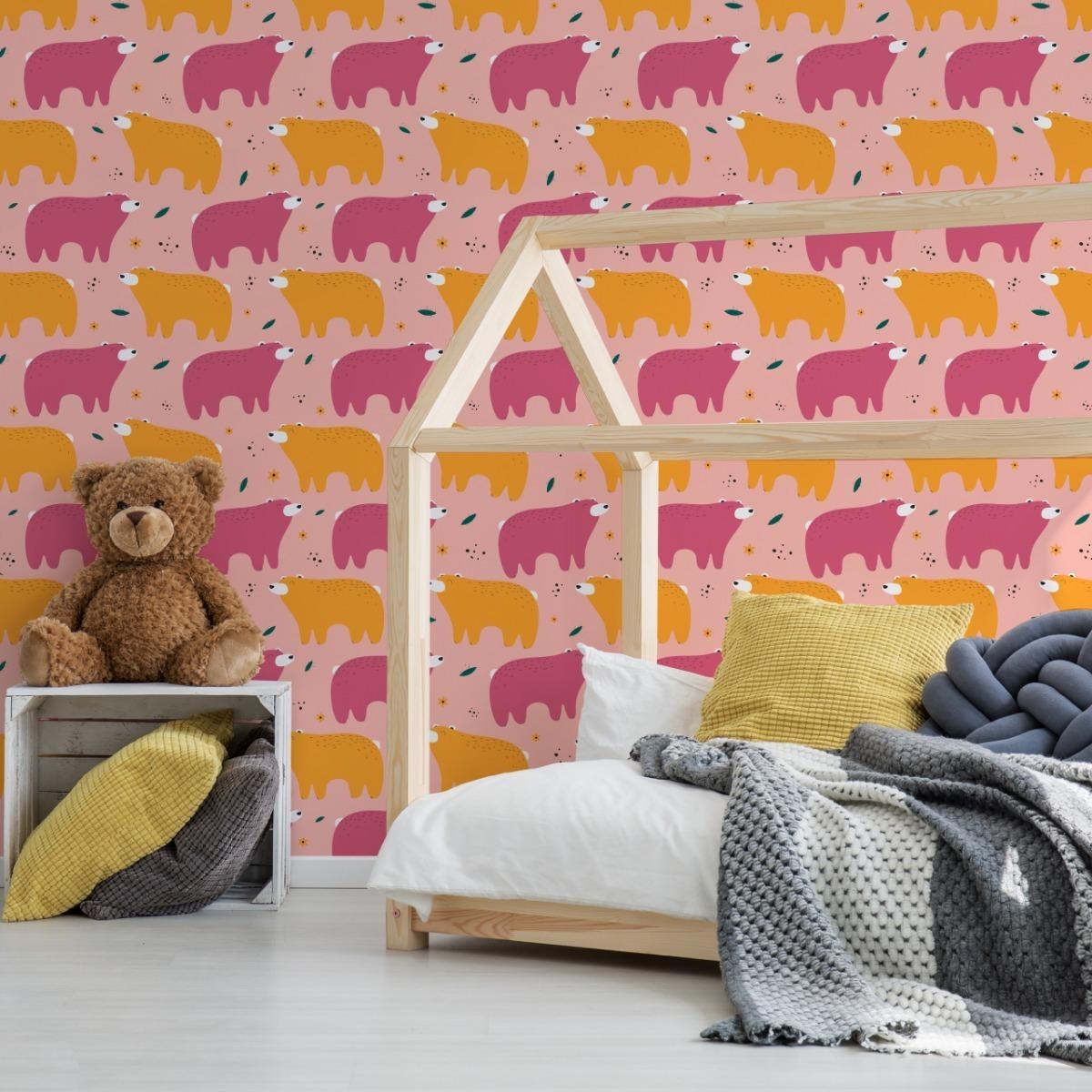 Tapeta Dziecięca Kolorowe MISIE Niedźwiadki Kwiaty  nr. 7