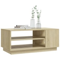 Stolik kawowy 102x55x43 cm z przestronnymi półkami dąb sonoma do salonu - Miniaturka zdjęcia nr 1