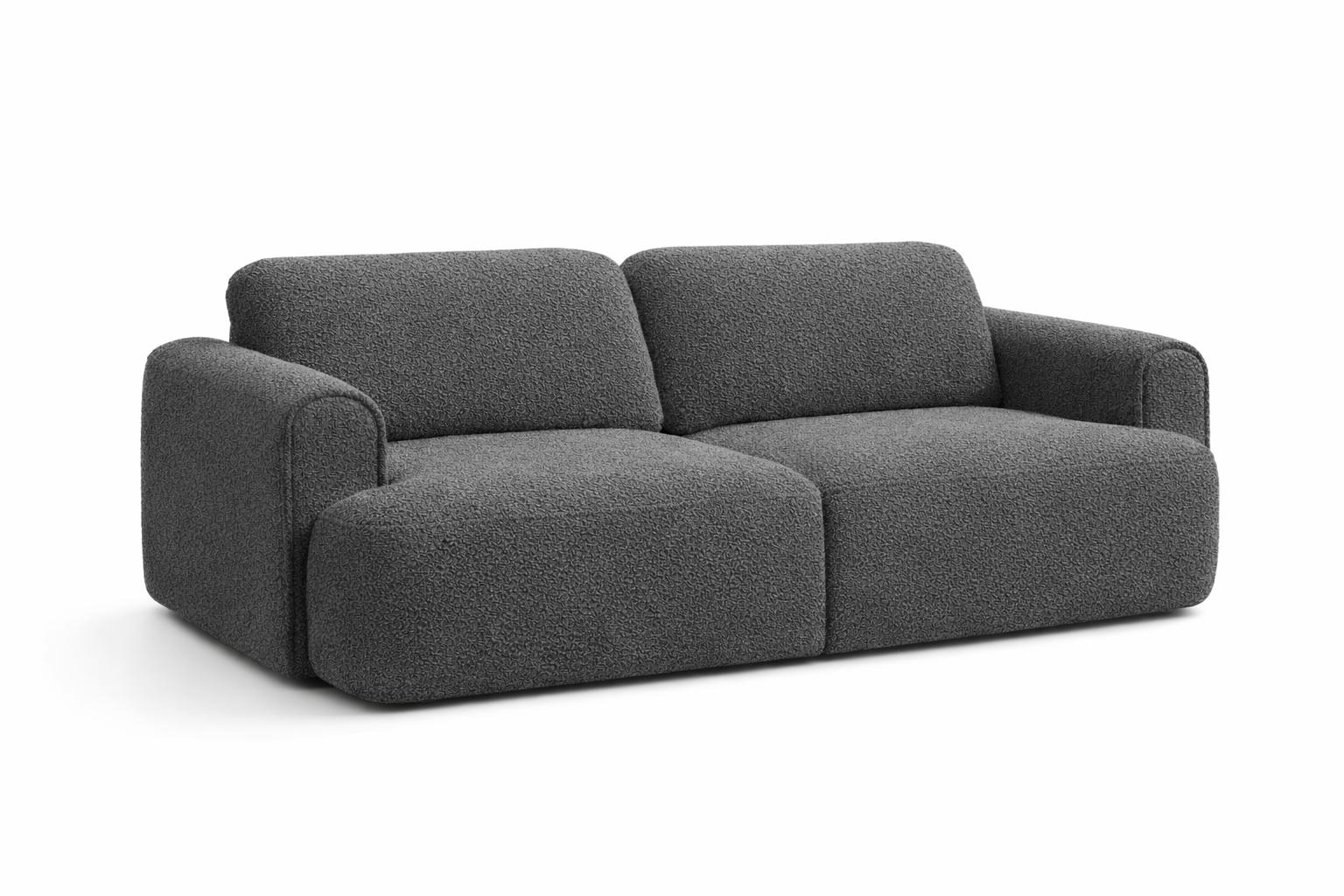 Kanapa rozkładana ITALY 253x110x82 cm sofa z funkcją spania tkanina LOOP ciemnoszara