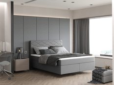 Łóżko SEVI III FABRIC OPERA 160x200 cm z podwójnym materacem do sypialni szare
