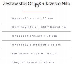 Zestaw do jadalni stół OSLO 160/200x90 cm rozkładany + 6 krzeseł NILO buk naturalny biały blat  - Miniaturka zdjęcia nr 4