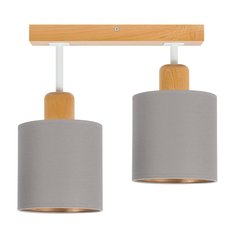 Lampa sufitowa 15 x 35 x 31 cm dwupunktowy spot z drewna gwint E27 szara do salonu - Miniaturka zdjęcia nr 3