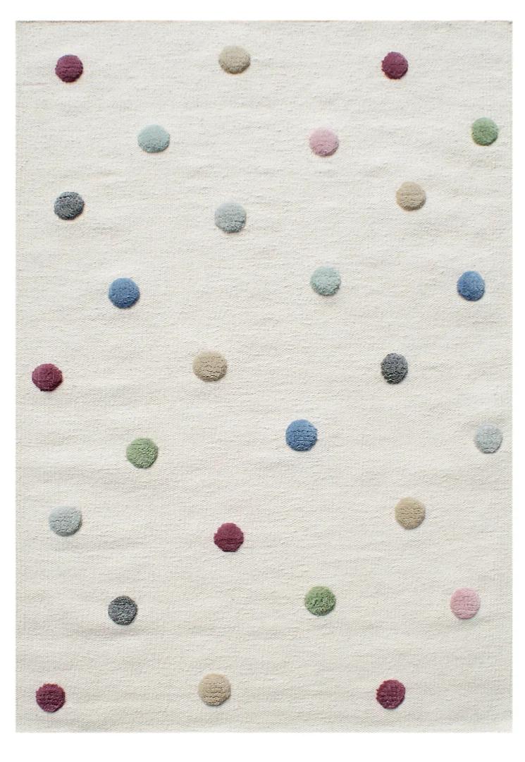 Dywan dziecięcy Cream Crazy Dots 160x220 cm wełniany do pokoju dziecięcego kremowy