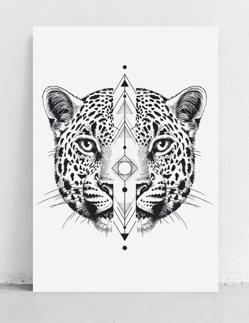 Plakat kot gepard geometria 30x40 cm dekoracja ścienna bez ram  nr. 3