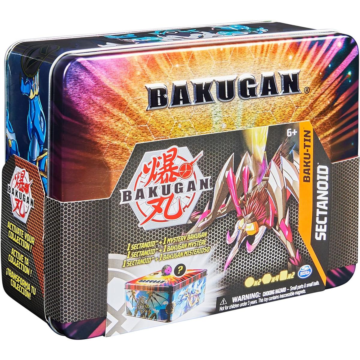 Bakugan baku-tin puszka kolekcjonera + darkus sectanoid + mystery bakugan nr. 2