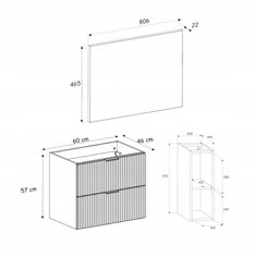 Szafka FLOW 80 cm do łazienki pod umywalkę wisząca dąb wotan biały - Miniaturka zdjęcia nr 3