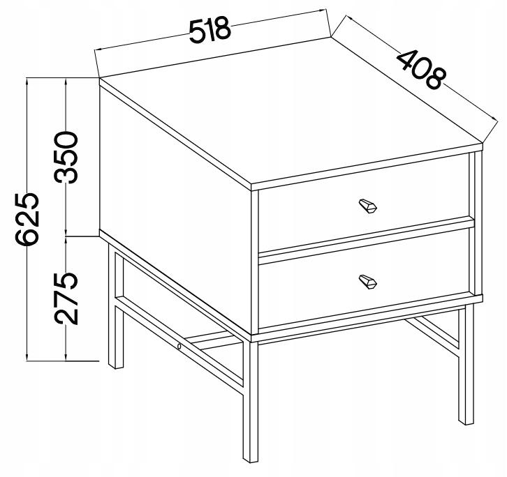 Szafka nocna 52 cm AVILA beżowa szuflady stelaż metalowy nogi I uchwyty nr. 3