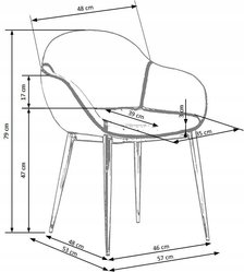 Krzesło tapicerowane K304 57x59x81 cm do salonu jadalni ciemny popiel brązowy  - Miniaturka zdjęcia nr 4