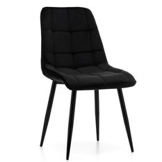 Krzesło CHIC czarne tapicerowane welurowe aksamit do jadalni lub salonu 