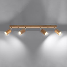 Plafon BERG 4 naturalne drewno 20x5x80cm nowoczesna lampa GU10 do salonu  - Miniaturka zdjęcia nr 3