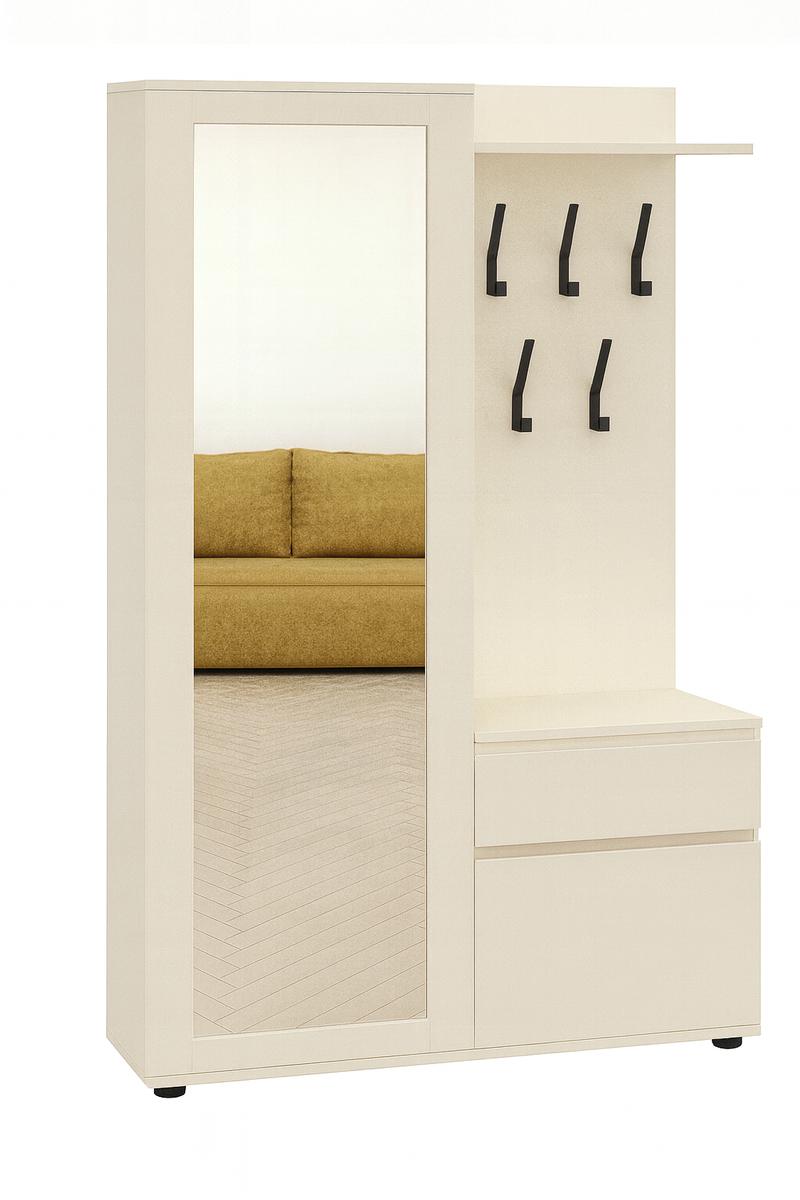 Garderoba do przedpokoju DUO 190x90x40 cm z lustrem wieszakami szafka na buty kaszmir