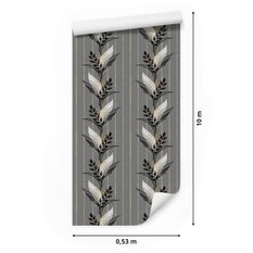 Tapeta Ścienna Szare Dekoracyjne LIŚCIE Kwiaty 3D  - Miniaturka zdjęcia nr 2