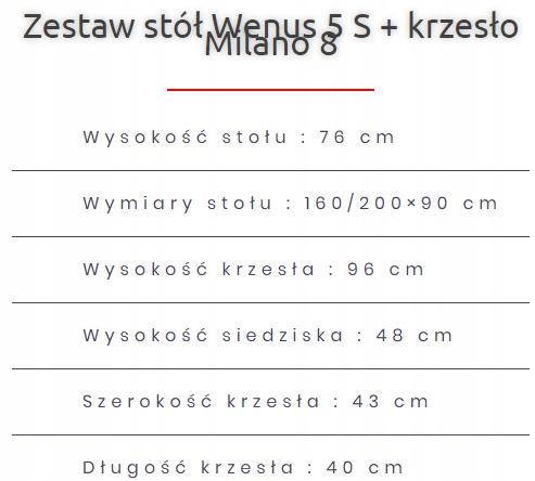 Zestaw do jadalni stół WENUS 160/200x90 cm rozkładany + 6 krzeseł MILANO orzech nr. 4