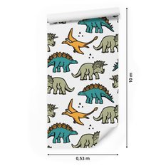 Tapeta ścienna w kolorowe dinozaury, dla dzieci  - Miniaturka zdjęcia nr 2