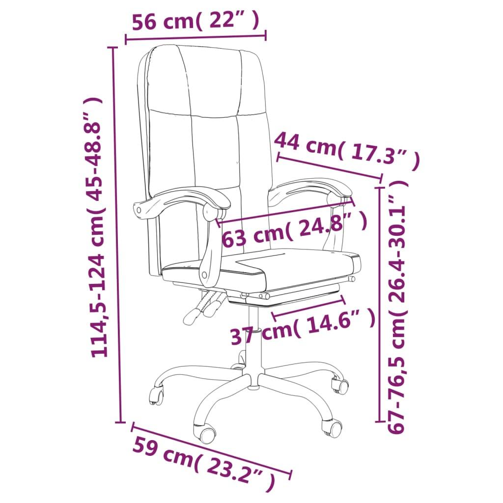 Fotel obrotowy 63x59x124 cm biurowy rozkładany z regulacją wysokości brązowy krzesło do biura lub pokoju czy gabinetu albo nauki nr. 10