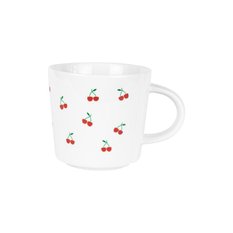 Kubek 200 ml wiśnia odporna w zmywarce porcelana biała - Miniaturka zdjęcia nr 1