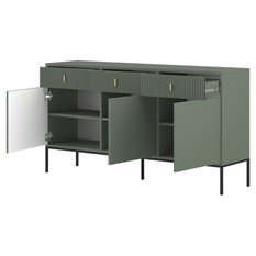 Komoda Maggiore 154 cm do sypialni garderoby smoke green czarny złoty - Miniaturka zdjęcia nr 6