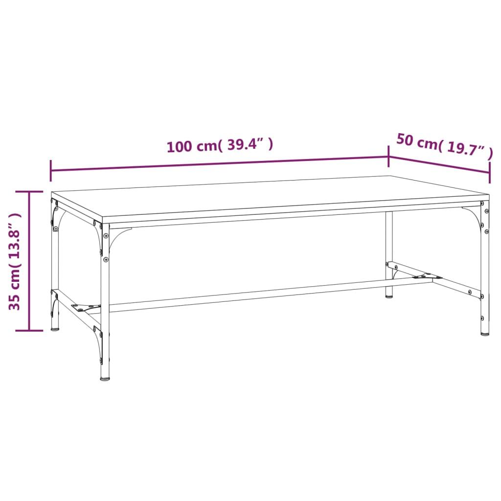 Stolik kawowy 100x50x35,5 cm z metalowymi nogami szary dąb sonoma do salonu nr. 8