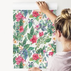 Tapeta Kolorowe KWIATY Liście Tropikalne Akwarela 53x1000  - Miniaturka zdjęcia nr 8