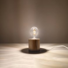 Lampa biurkowa SALGADO 10x10x10 cm nowoczesna lampka na biurko E27 naturalne drewno do biura pokoju - Miniaturka zdjęcia nr 3