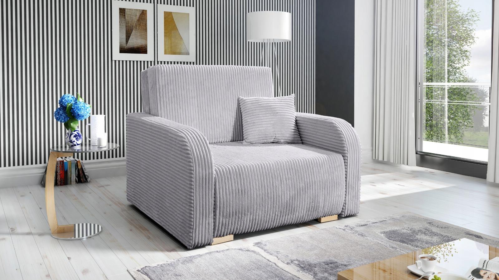 Sofa jednoosobowa Lili 85x103x97 cm do salonu z funkcją spania rozkładana sztruks szara nr. 2