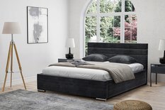 Łóżko Ontario 140x200 welurowe z metalowym stelażem pod materac obicie szare + poduszki do sypialni